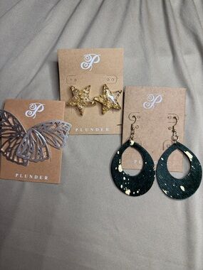 Plunder Black & Gold Mixed Earring Trio